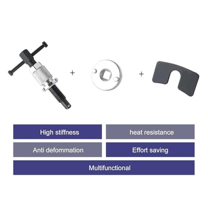 Car Disc Brake Caliper Tool Set, Brake Piston Rewind Tool with 2 Adapters, Thickened Gasket & T-shaped Handle Wind Back Device, Portable Maintenance Device for Cars (Silver)