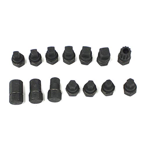 ARC-POWER 14 pc 3/8" Drive Socket Master Oil Drain Plug Key Set M16 Spline Car Hex Square