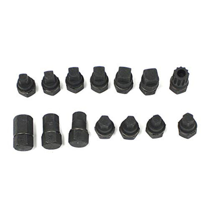 ARC-POWER 14 pc 3/8" Drive Socket Master Oil Drain Plug Key Set M16 Spline Car Hex Square