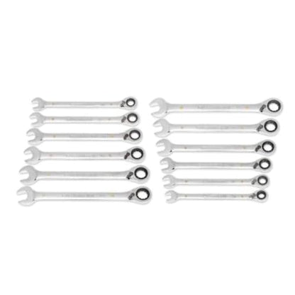 GEARWRENCH 12 Piece 90-Tooth 12 Point Metric Reversible Ratcheting Wrench Set with Wrench Roll | 86628 - style: 12 Pc Metric With Roll