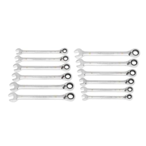 GEARWRENCH 12 Piece 90-Tooth 12 Point Metric Reversible Ratcheting Wrench Set with Wrench Roll | 86628 - style: 12 Pc Metric With Roll
