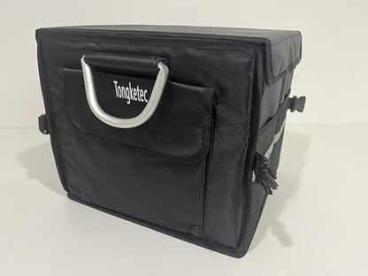 Small Trunk Organizer With Lid, For SUV Car Truck, Black 28L, Foldable Waterproof Oxford Fabric, 2-Compartments With Aluminium Alloy Handle