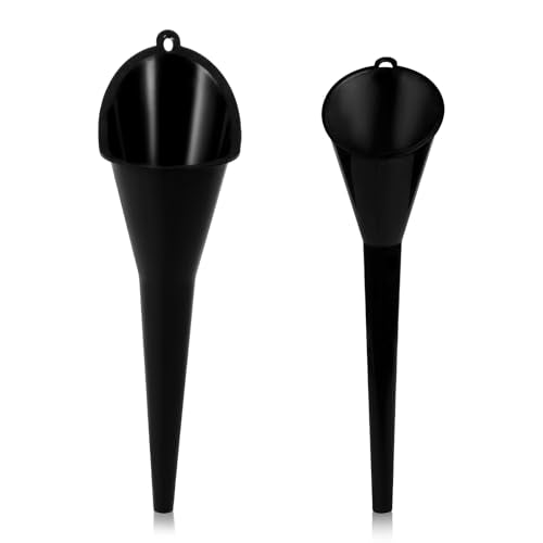 2 PCS Oil Funnel, Multi-Purpose Plastic Long Neck Oil Funnel, Automotive Use Funnels for Filling Oils Lubricants Water Diesel, Kitchen Funnels for Filling Bottles Jars (Black, L+S) - color: Black, L+S, 2 PCS
