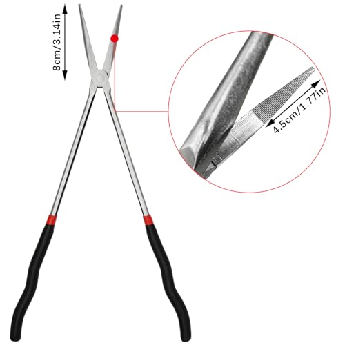 16 Inch Long Reach Pliers, Needle Nose Pliers Repairing Pliers with Long Handle, Steel Tip Nose Pliers for Mechanics/Technicians/Contractor/Home Repairing (Straight Angle)