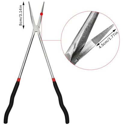 16 Inch Long Reach Pliers, Needle Nose Pliers Repairing Pliers with Long Handle, Steel Tip Nose Pliers for Mechanics/Technicians/Contractor/Home Repairing (Straight Angle)