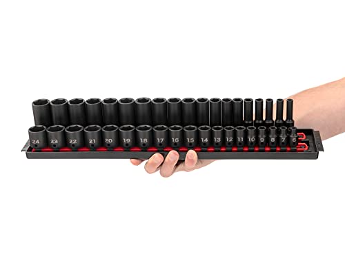 TEKTON 3/8 Inch Impact Socket Set, 68-Piece | SID91218 - size: 68-Piece (1/4-1 in.), style: Shallow and Deep