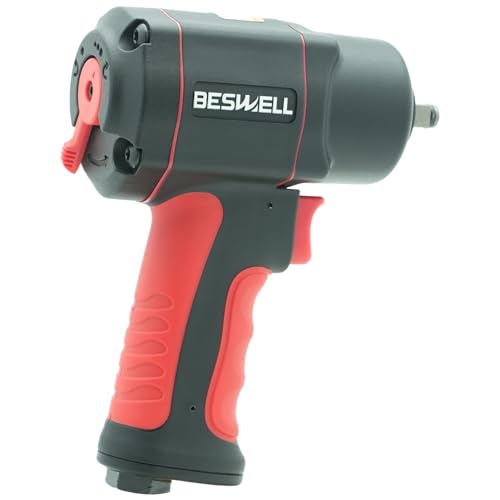 BESWELL BW-112F3N-TW-38 3/8-Inch Stubby Air Impact Wrench, 600 Ft-Lbs | Compact twin hammer pneumatic tool effortlessly tackles tight spaces, crowded engine bays, and brake maintenance.