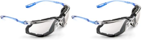 3M Safety Glasses, Virtua CCS, ANSI Z87, Anti-Fog, Indoor/Outdoor Mirrored Lens, Blue Frame, Corded Ear Plug Control System, Removable Foam Gasket (Pack of 2) - color: I/O Mirror Lens, Blue Frame With Foam Gasket, size: 1 Count (Pack of 2)