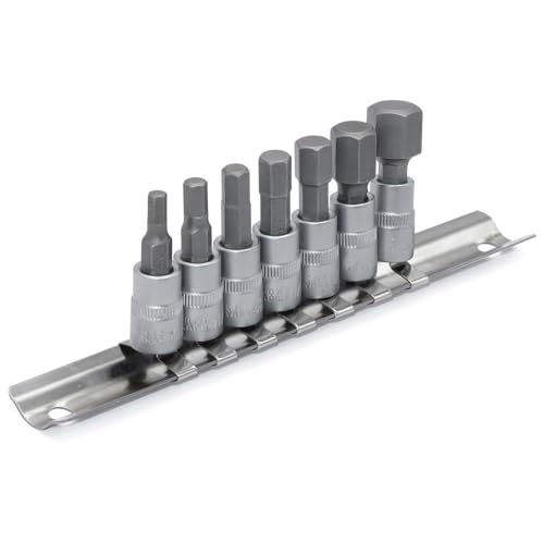 DAKCOS Hex Bit Socket Set 1/4" Drive 7 Pieces Allen Key Socket Set Metric 4mm - 12mm S2 Alloy Steel Bit and CR-V Drive Socket - style: 7PC 1/4"4-12MM