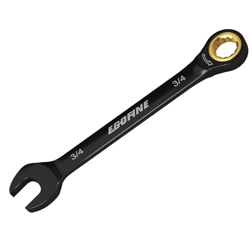 Egofine 3/4 Ratchet Wrench, 3/4 Wrench Ratcheting Combination Wrenches SAE, Industrial Grade Gear Spanner with 12 Point Box End, 72-Teeth Ratchet Black Electrophoretic Coating,CR-V - style: 3/4 inch