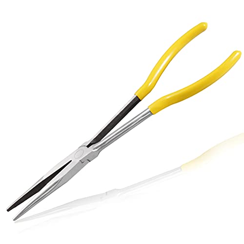 11 Inches Long Reach Long Nose Pliers Straight Needle Nose Pliers Chain Nose Pliers Wire Plier Repair Tool for Hard-to-Reach Narrow Spaces and Limited Clearance Areas - style: Straight needle nose pliers