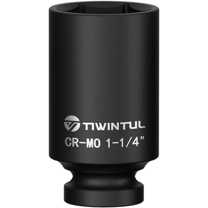 1-1/4" Deep Impact Socket 1/2 Inch Drive for Semi-Truck and Large Vehicle | CR-MO Steel Impact Socket, 3.07" Length, 6 Point Design, SAE Size, Axle Nut Socket for Easy Removal of Axle Shaft Nuts - size: 1-1/4" (Deep)