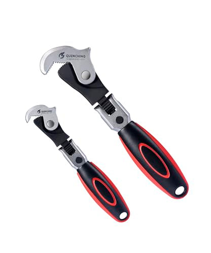 QUENCHING 2-Piece Self-Adjusting Crowfoot Wrench Set, 7.5" (5/16"–11/16", 8–17mm) & 9.5" (9/16"–1-1/4", 14–32mm), Rust Resistant Power Grip, Space-Saving Tool for Car & Home Repairs - size: 2-Piece Set (7.5" + 9.5")