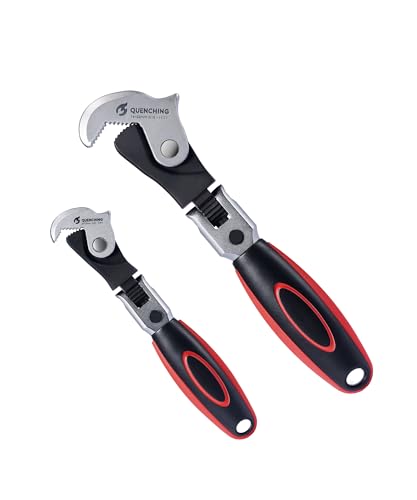 QUENCHING 2-Piece Self-Adjusting Crowfoot Wrench Set, 7.5" (5/16"–11/16", 8–17mm) & 9.5" (9/16"–1-1/4", 14–32mm), Rust Resistant Power Grip, Space-Saving Tool for Car & Home Repairs - size: 2-Piece Set (7.5" + 9.5")
