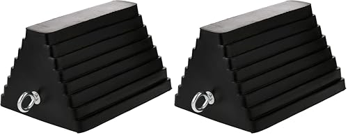 MaxxHaul 70073 Solid Rubber Heavy Duty Wheel Chock with Eyebolt (Pack of 2) - size: 1 Count (Pack of 2)