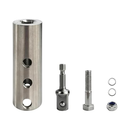 Trailer Jack Drill Adapter, Camper Jack Electric Drill Connector with 1/2 Inch Socket Adapter Bit, Heavy Duty Three-Hole Attachment Kit Fits 1 Inch Drive On Trailer Jacks