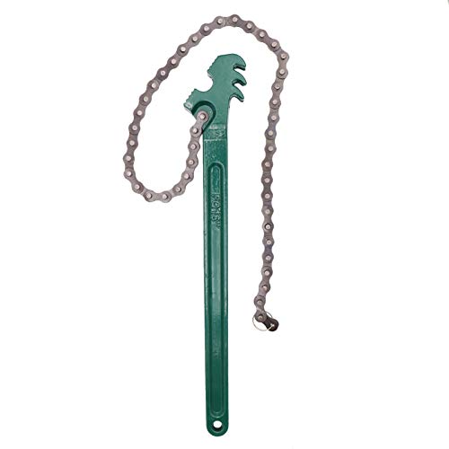 16 Inch Heavy Duty Chain Wrench with 27" Adjustable Chain for 1.5"-7.5" Diameter Pipe, Carbon Steel Reversible Pipe & Oil Filter Wrench for Auto Repair, Plumbing, Water Filter Removal