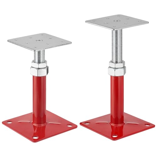 House Floor Jacks, 5-8" Screw Jacks Post, 5000lbs Foundation Jacks | Adjustable Crawl Space Jacks for Leveling The Basement Floor, Beam & Floor Sagging Repair, 2 Pack, Red - size: 2X