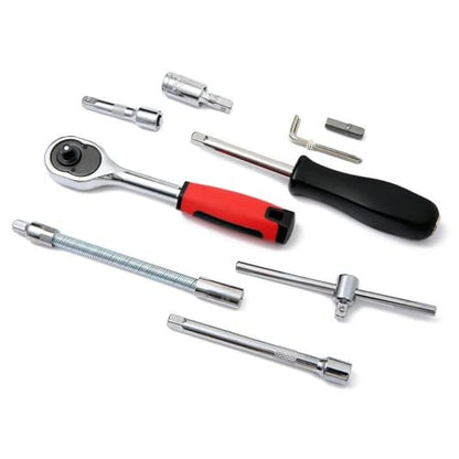 YWHWXB 46 Pieces Mechanic Tool Kit 1/4” Dr. Ratchet Socket Wrench Set with Storage Case, Includes Bit Sockets and Extension Bar - size: Full Size