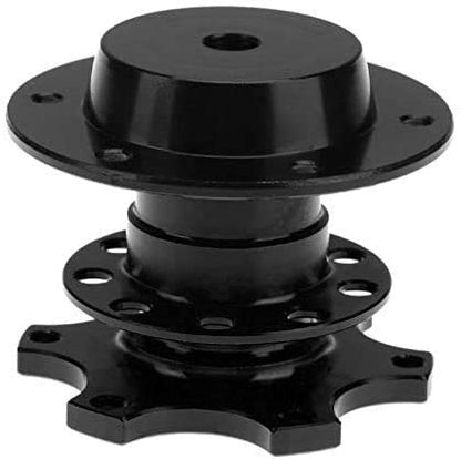 BestTeam Universal Steering Wheel Snap Off Quick Release Hub Adapter Boss Kit With 6-hole Steering Wheel Hub (Black) - color: Black