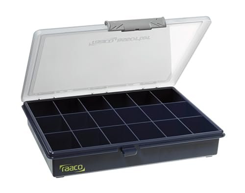 Raaco Assorter 5-18 Tool Box Organizer, 18-Slot Small Parts & Hardware | Medium, 18 Slots Fixed Grid with Semi-Transparent Lid, Polypropylene (PP) Storage Box for Screws, Nuts and Bolts - accessory - size: Medium –18 Slots, style: Fixed Grid