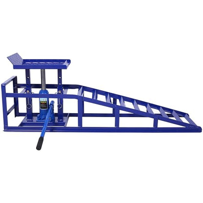 2 PCS Hydraulic Car Ramps, 5T Low Profile Car Lift Service Ramps Truck Trailer Garage,Height Hydraulic Vehicle Ramps, Blue