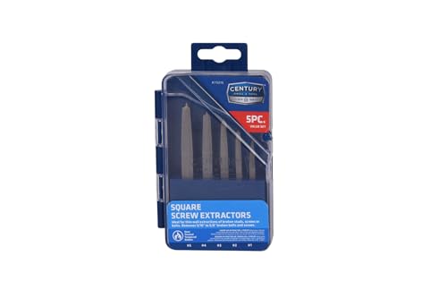 Century Drill & Tool 73215 5-Piece Square Flute Screw Extractor Set, #1 - #5, for Extracting Broken Screws and Bolts Without Damaging Threads - size: 5-piece Square Flute
