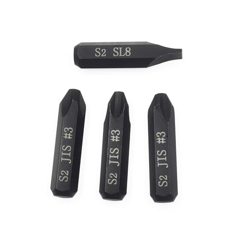 3Pcs JIS Impact Screwdriver Bits and 1Pcs Slotted Impact Bit for Manual Impact Driver, 5/16" Hex Shank, S2 Alloy Steel,36mm Long- Ideal for Japanese Automotive & Motorcycle Repairs (JIS #3x3+SL8) - size: JIS #3x3+SL8
