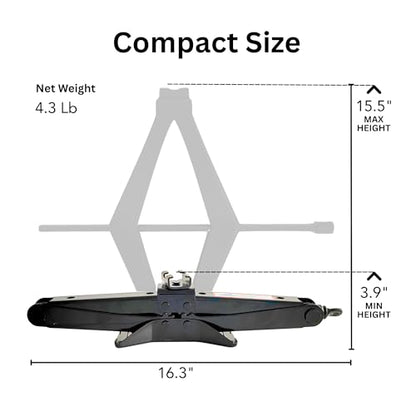 Portable Scissor Jack Roadside Emergency Tire Change Car Lift Tool | 4409 lbs Capacity, For Sedans, MPVs & SUVs, Compact Portable Kit, Vehicle Roadside Emergency Tool - size: 2T