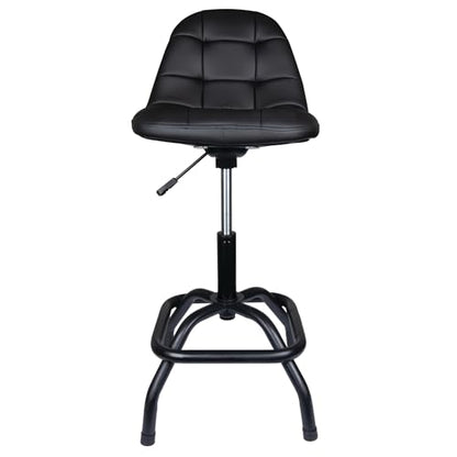 Performance Tool W85031 Pneumatic High Back Adjustable Swivel Bar Stool with Back Support for Home, Bar, and Shop, Black, 26-32-Inches High - style: High Back Pneumatic Shop Stool