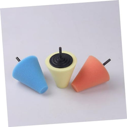 ibasenice 2pcs Automotive Car Burnishing Sponge Polishing Pad Cone Shaped Wheel Hub Cleaning Tool Light Reusable Buffing Sponge for Power Drill for Hard Reach Areas