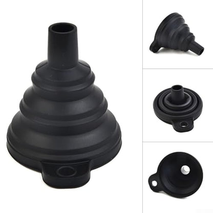 Flexible Automotive Funnel Set for Oil Change - Bendable Silicone Spout for Gas Diesel Coolant Transfer - No Spill Design 7.5cm