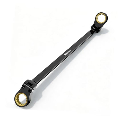SUZUME Extra Long Flex Head Ratcheting Wrench 8-9mm Metric Double Box End 180° Flexible Head 72-Tooth 15K Gear Tested CR-V Steel Black Chrome Finish For Engine Small Machinery Repair & DIY - size: 8-9mm