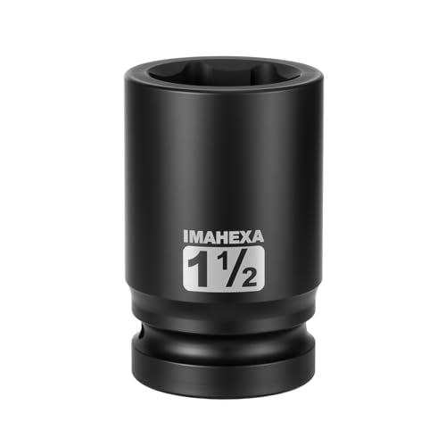 1" Drive Shallow Impact Socket,1-1/2 Inch SAE Jumbo Socket,CR-MO 6 Point for Easy Removal of Large Axle Nut（SAE) - size: 1 Inch Shallow 1-1/2", style: 1"Drive Shallow Impact Socket