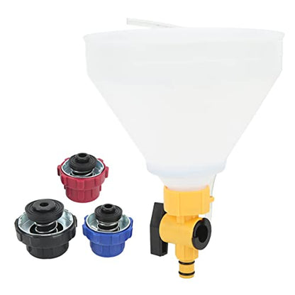 Tbest Radiator Coolant Refill Funnel Kit Spill Proof Engine Cooling System Tool with 3 Adapters for ABS Plastic Brass Valve Handles