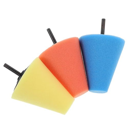 ULTECHNOVO 3pcs Auto Wheel Polishing Pads Buffing Sponge Cones Car Wheels Maintenance Tool Drill Buffing Kit Detailing