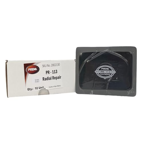 PREMA PR-113 Radial Tire Patches - Passenger Tire and Truck Tire Repair Patches - 5 x 3-1/4 inch Vulcanizing Tire Patches - 10 Per Box - Use in Place of PR-112 in Heavy Duty Applications.