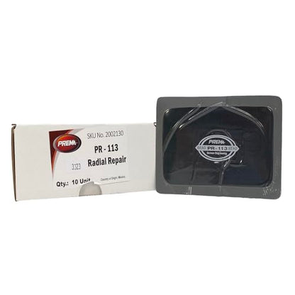 PREMA PR-113 Radial Tire Patches - Passenger Tire and Truck Tire Repair Patches - 5 x 3-1/4 inch Vulcanizing Tire Patches - 10 Per Box - Use in Place of PR-112 in Heavy Duty Applications.