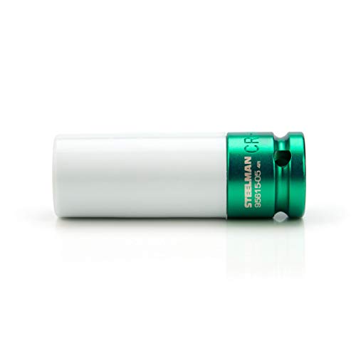 Steelman 3/4-inch Sleeved Socket, Wheel and Lug Nut Protector Polyethylene Sleeve and Insert, Non-Marring, Long, 6-Point, 1/2-inch Drive - size: 3/4" Green