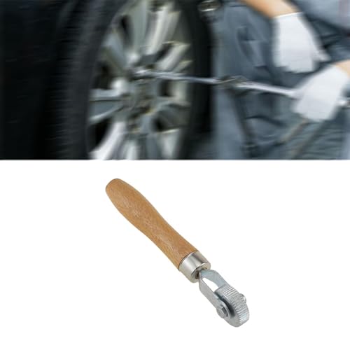Tire Patch Roller Tire Maintenance Repair Compaction Roller Rolling Wheel Wooden Handle Metal Smooth Ball Bearing Suitable for Car, 1.2cm - size: 1.2cm