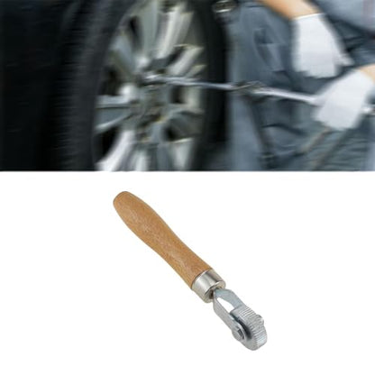 Tire Patch Roller Tire Maintenance Repair Compaction Roller Rolling Wheel Wooden Handle Metal Smooth Ball Bearing Suitable for Car, 1.2cm - size: 1.2cm