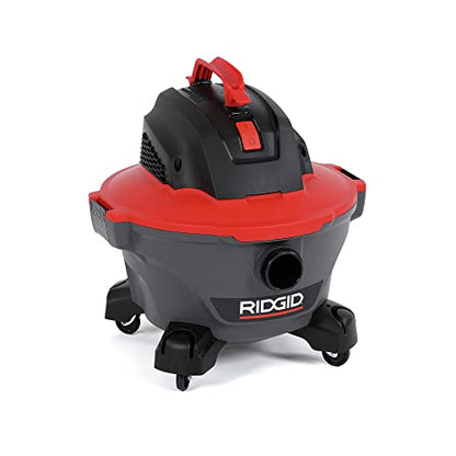RIDGID 62698 RT0600 NXT 6-Gal. Wet Dry Shop Vacuum with Casters, 4.25 Peak HP Motor, and Pro Locking Hose, Dark Gray and Red