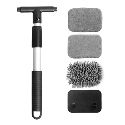 BESULEN Car Windshield Cleaning Tool, Extendable Handle Vehicle Window Cleaning Kit with 3 Reusable Pads, Automotive Interior & Exterior Windscreen Cleaner, Universal for SUV RV Truck (Rectangle) - size: Rectangle