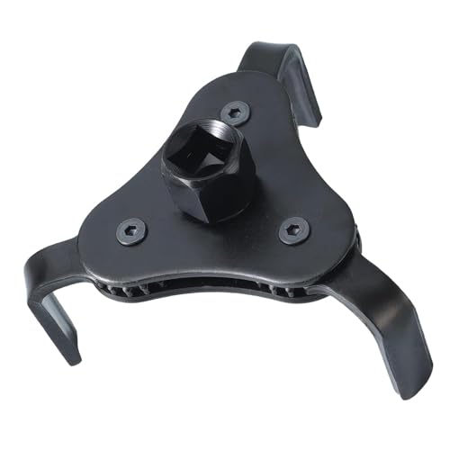 Car 3 Jaw Oil Filter Wrench, Steel Adjustable Oil Filter Element Removal Tool, 1/2 & 3/8 Inch Square Drive Socket, for Most Cars, SUVs, Trucks (Black) - color: Black