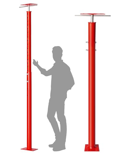 2 Pack House Floor Jacks Post Pole for Leveling, 48"- 93" Height Range Lifting Shore House Jack Post, Adjustable Support Beam Basement House Jacks for Temporary Support, 18000 lbs Max Load Capacity - color: Red, size: 48-93 Inches(2 Pack)