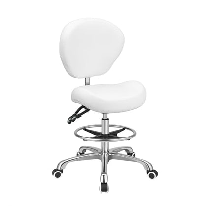 Kaleurrier Drafting Stool Adjustable Height,Drafting Chairs with Backs | Ergonomic,Heavy Duty,Tall Office Chairs for Art Studio Standing Desk Kitchen Garage Shop Massage Lab Dental Hair Salo - color: White