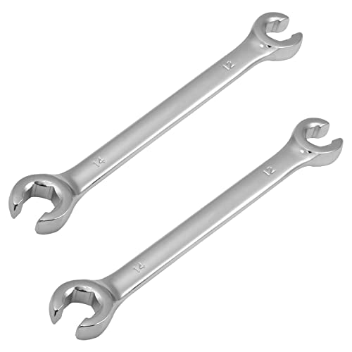 Utoolmart Flare Nut Wrench, 12mm x 14mm Metric Double Open End, 2Pcs - color: 2pcs, size: 12x14mm