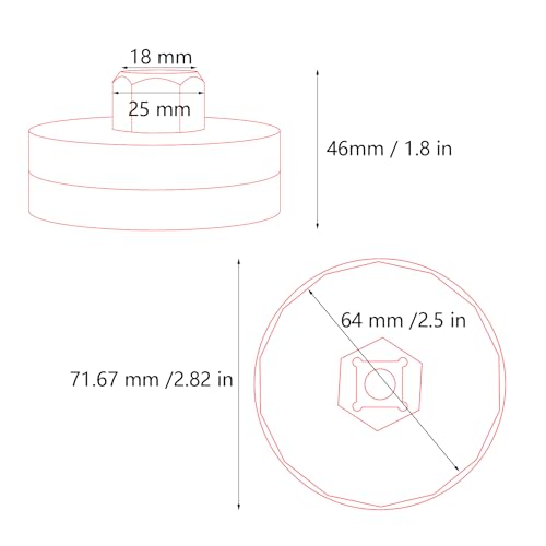 64mm 14 Flutes Oil Filter Socket for Lexus, Scion, Toyota Oil Filter Wrench Oil Filters Cap Removal Tool Chrome Vanadium Steel Oil-Filter Wrenches, Silver