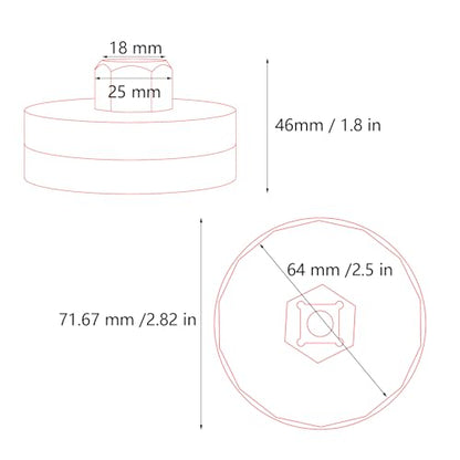 64mm 14 Flutes Oil Filter Socket for Lexus, Scion, Toyota Oil Filter Wrench Oil Filters Cap Removal Tool Chrome Vanadium Steel Oil-Filter Wrenches, Silver