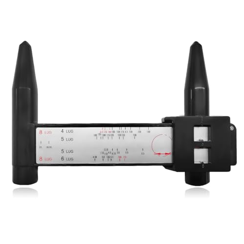 Wheel PCD Gauge, Wheel Rim Bolt Pattern Measuring Tool PCD Ruler for Quick Measurement, Universal Wheel Stud Lug Bolt Pattern Gauge for 4 5 6 8 Holes Sliding Caliper